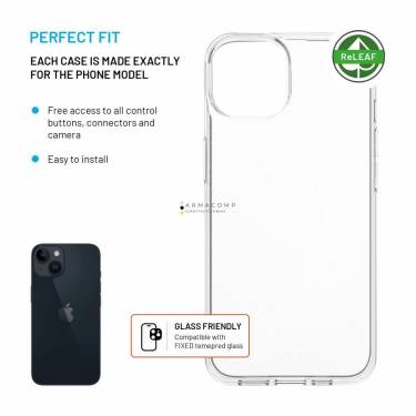 FIXED újrahasznosított anyagból készült AntiUV TPU hátlap Apple iPhone 14 készülékhez, átlátszó