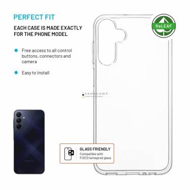 FIXED újrahasznosított anyagból készült AntiUV TPU hátlap Samsung Galaxy A15/A15 5G készülékhez, átlátszó