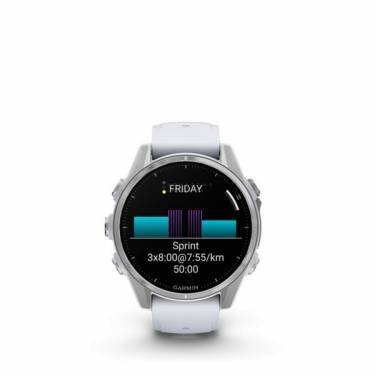 Garmin fenix 8 Silver with Whitestone Silicone Band