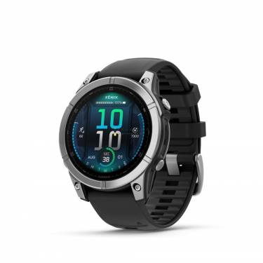 Garmin Fenix E Silver with Black Silicon Band