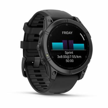 Garmin Fenix E Slate Grey steel with Black silicone band