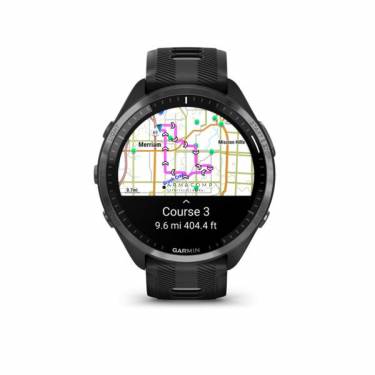 Garmin Forerunner 965 Carbon Grey DLC Titanium Bezel with Black Case and Black/Powder Grey Silicone Band