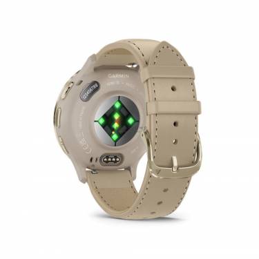 Garmin Venu 3S French Grey-Cream Gold with Leather and Silicone Strap