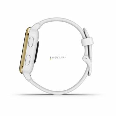 Garmin Venu Sq Light Gold Aluminum Bezel with White Case and Silicone Band