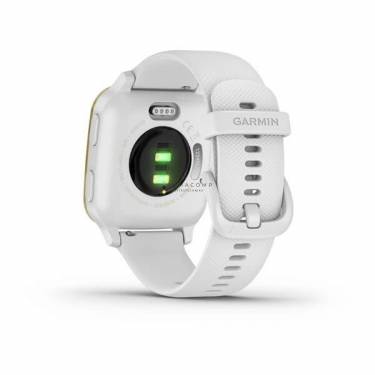 Garmin Venu Sq Light Gold Aluminum Bezel with White Case and Silicone Band