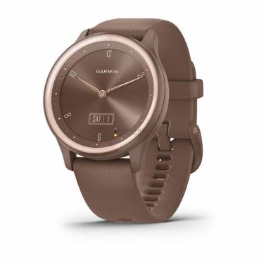 Garmin Vivomove Sport Cocoa Case and Silicone Band with Peach Gold Accents