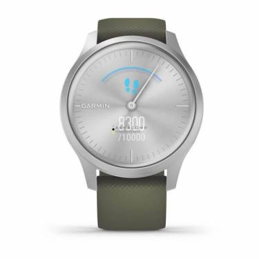 Garmin vívomove Style Silver Aluminum Case with Moss Silicone Band