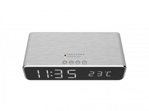 Gembird DAC-WPC-01-S Digital alarm clock with wireless charging function Silver