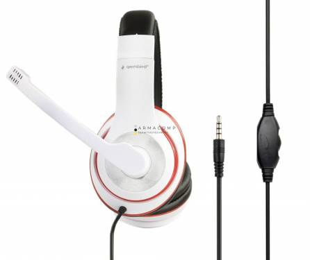 Gembird MHS-03-WTRDBK Stereo Headset White/Red/Black