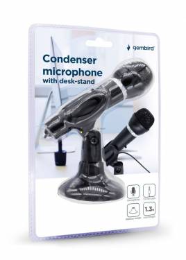 Gembird MIC-D-04 condenser microphone with desk-stand Black