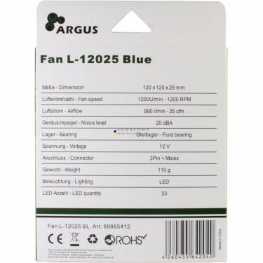 Inter-Tech Argus L-12025 120mm Blue