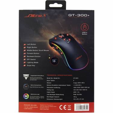 Inter-Tech Nitrox GT-300+ RGB Gaming mouse Black