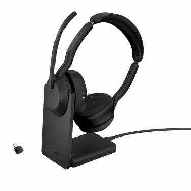 Jabra Evolve2 55 UC Stereo with Link380c Wireless Bluetooth Headset with Charging Stand Black