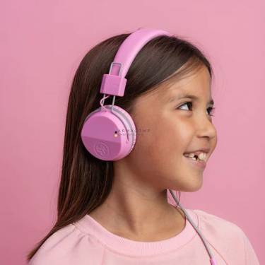 JLab JBuddies Studio On-Ear Kids Wired Headphones Pink/Grey