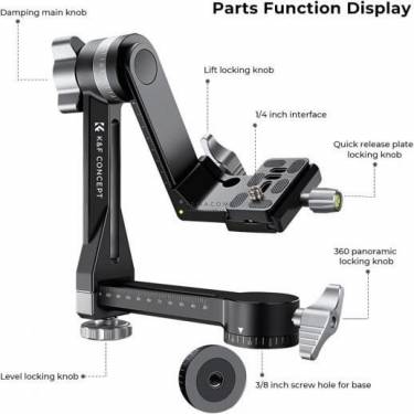 K&F Concept Tripod Gimbal Head CNC Black