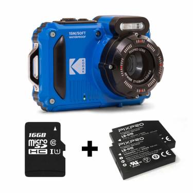 Kodak Pixpro WPZ2 Blue Waterproof + 2db akku 16GB microSD Card