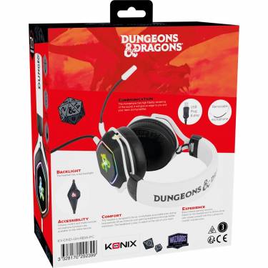 KONIX Dungeons & Dragons Rainbow Gaming Headset White/Black