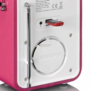 Lenco PDR-051PKWH portable DAB+ FM radio with Bluetooth and aux-input rechargeable battery Pink/White