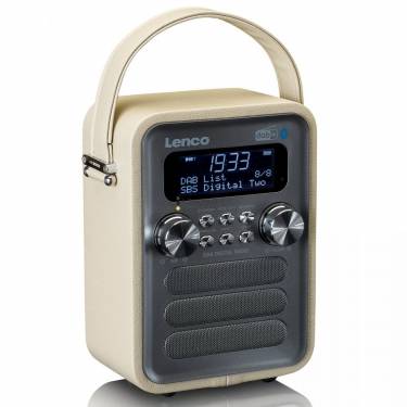 Lenco PDR-051TPSI portable DAB+ FM radio with Bluetooth and aux-input rechargeable battery Taupe