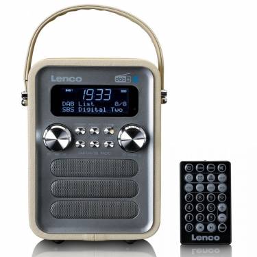 Lenco PDR-051TPSI portable DAB+ FM radio with Bluetooth and aux-input rechargeable battery Taupe