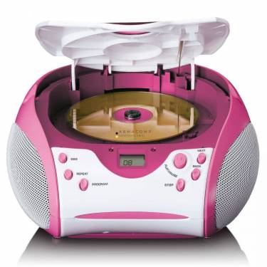 Lenco SCD-24PK Kids portable stereo FM radio with CD player Pink