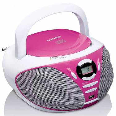 Lenco SCD-300PK portable radio MP3 CD USB Pink