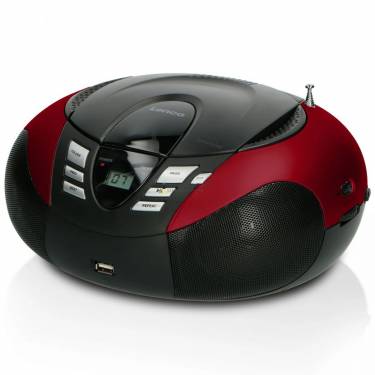 Lenco SCD-37 USB portable FM radio CD and USB player Red