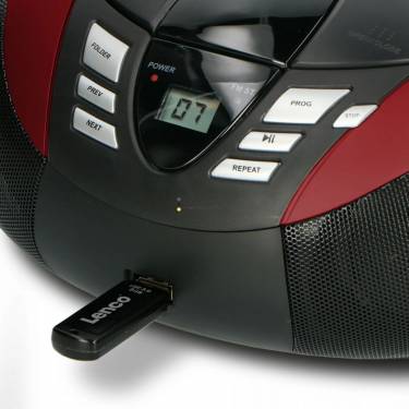 Lenco SCD-37 USB portable FM radio CD and USB player Red