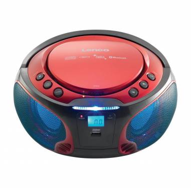 Lenco SCD-550 Portable FM radio CD/MP3/USB/Bluetooth player with Led Lighting Red