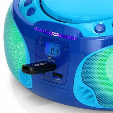 Lenco SCD-650BU Portable FM Radio CD/MP3/USB Microphone & Light Effects Blue