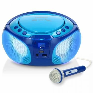 Lenco SCD-650BU Portable FM Radio CD/MP3/USB Microphone & Light Effects Blue