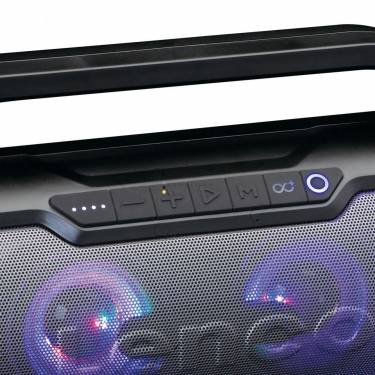 Lenco SPR-070BK splashproof Bluetooth speaker met FM radio, USB, Sd and party lights Black