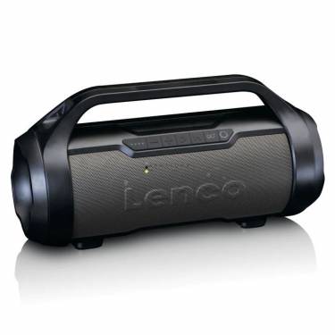 Lenco SPR-070BK splashproof Bluetooth speaker met FM radio, USB, Sd and party lights Black