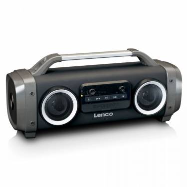 Lenco SPR-100 BK splash proof Bluetooth speaker FM radio USB and SD with Light effects Black