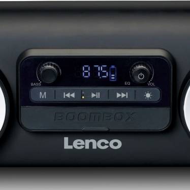 Lenco SPR-100 BK splash proof Bluetooth speaker FM radio USB and SD with Light effects Black