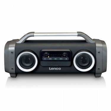 Lenco SPR-100 BK splash proof Bluetooth speaker FM radio USB and SD with Light effects Black