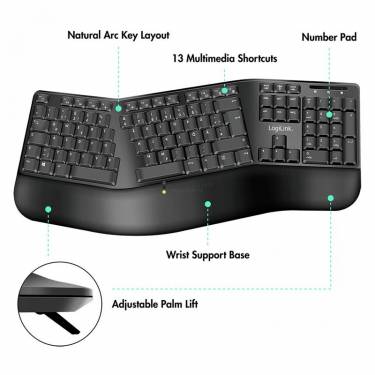 Logilink Egonomic Wired Keyboard+Mouse Black