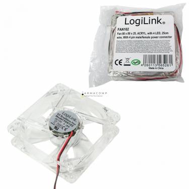 Logilink FAN102 8cm cooler Acryl with Blue LED