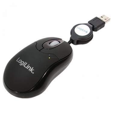 Logilink ID0016 mouse optical USB mini with retractable cable Black