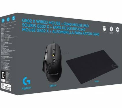 Logitech G502 X Gaming Mouse + G240 Mousepad Black