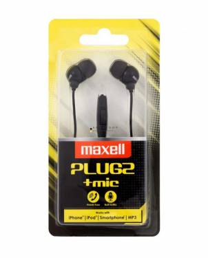 Maxell Plugz + mic Earphone Black