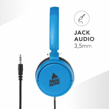 MUSICSOUND Over Ear Basic Wired Headset Blue