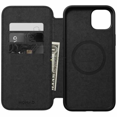 Nomad iPhone 15 Plus Modern Leather Folio Black