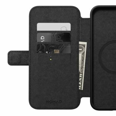 Nomad iPhone 15 Plus Modern Leather Folio Black