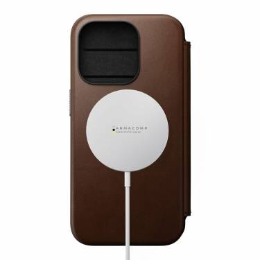 Nomad iPhone 15 Pro Modern Leather Folio Brown