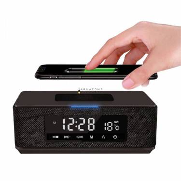 Platinet PMGQ15B Daily Bluetooth Speaker and Clock + Wireless Charger Black