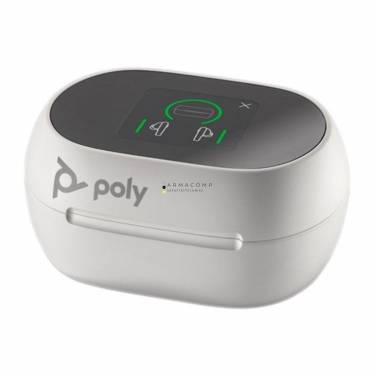 Poly Plantronics Voyager Free 60+ UC Touchscreen Charge Case USB-A Bluetooth Headset White Sand