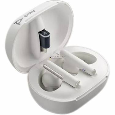 Poly Plantronics Voyager Free 60+ UC Touchscreen Charge Case USB-C Bluetooth Headset White Sand