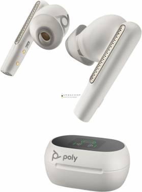 Poly Plantronics Voyager Free 60+ UC Touchscreen Charge Case for BT700 USB-A Adapter Bluetooth Headset White Sand