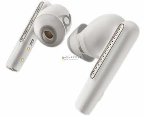 Poly Plantronics Voyager Free 60+ UC Touchscreen Charge Case USB-A Teams Bluetooth Headset White Sand